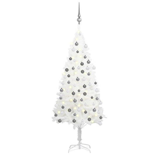 vidaXL Artificial Pre-lit Christmas Tree with Ball Set White 120 cm