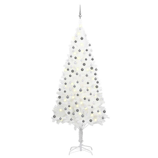 vidaXL Artificial Pre-lit Christmas Tree with Ball Set White 240 cm