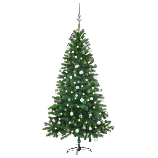 vidaXL Artificial Pre-lit Christmas Tree with Ball Set 150 cm Green