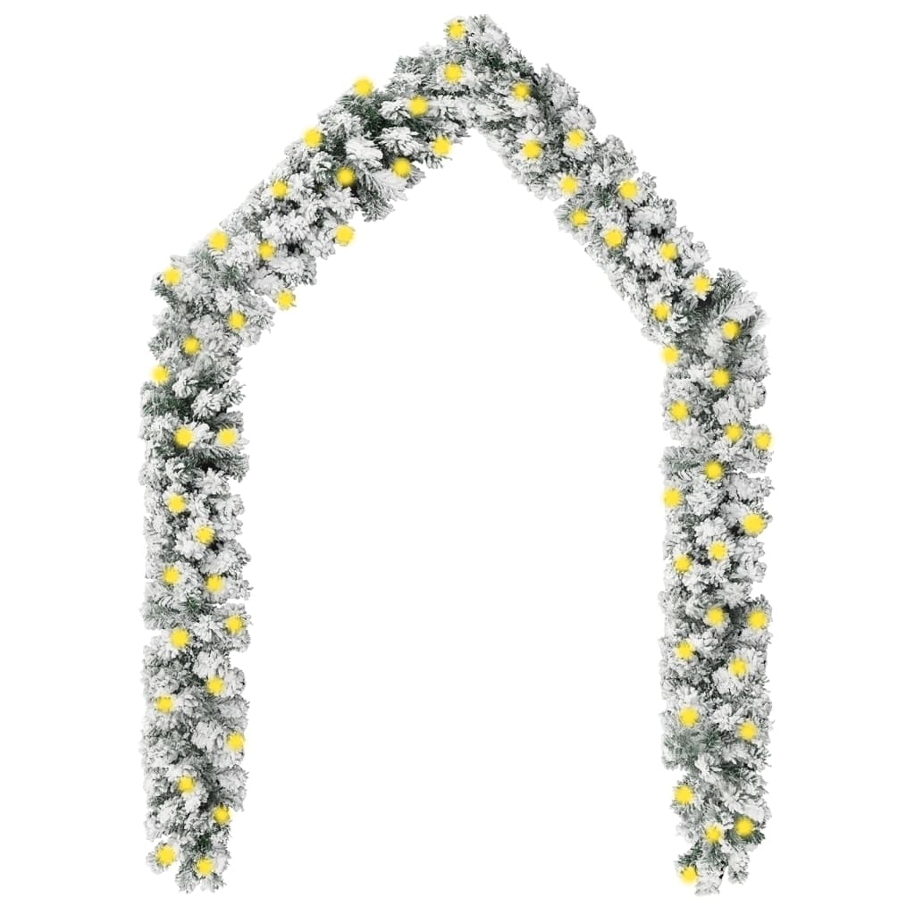vidaXL Christmas Garland with LEDs&Flocked Snow Green 5 m PVC