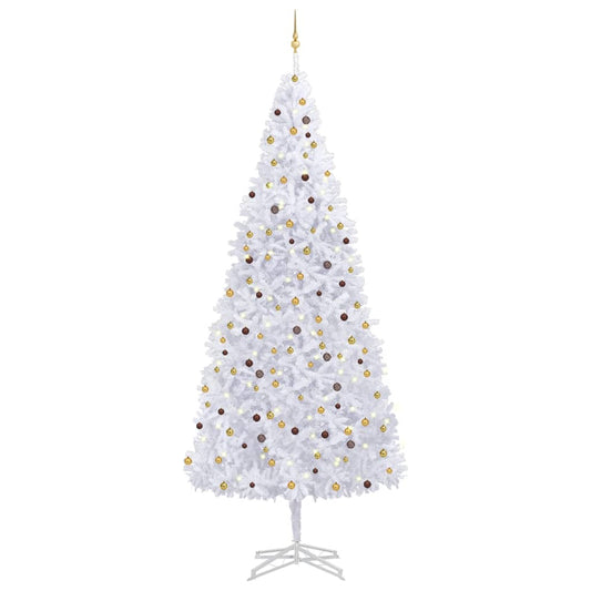 vidaXL Artificial Pre-lit Christmas Tree with Ball Set 500 cm White