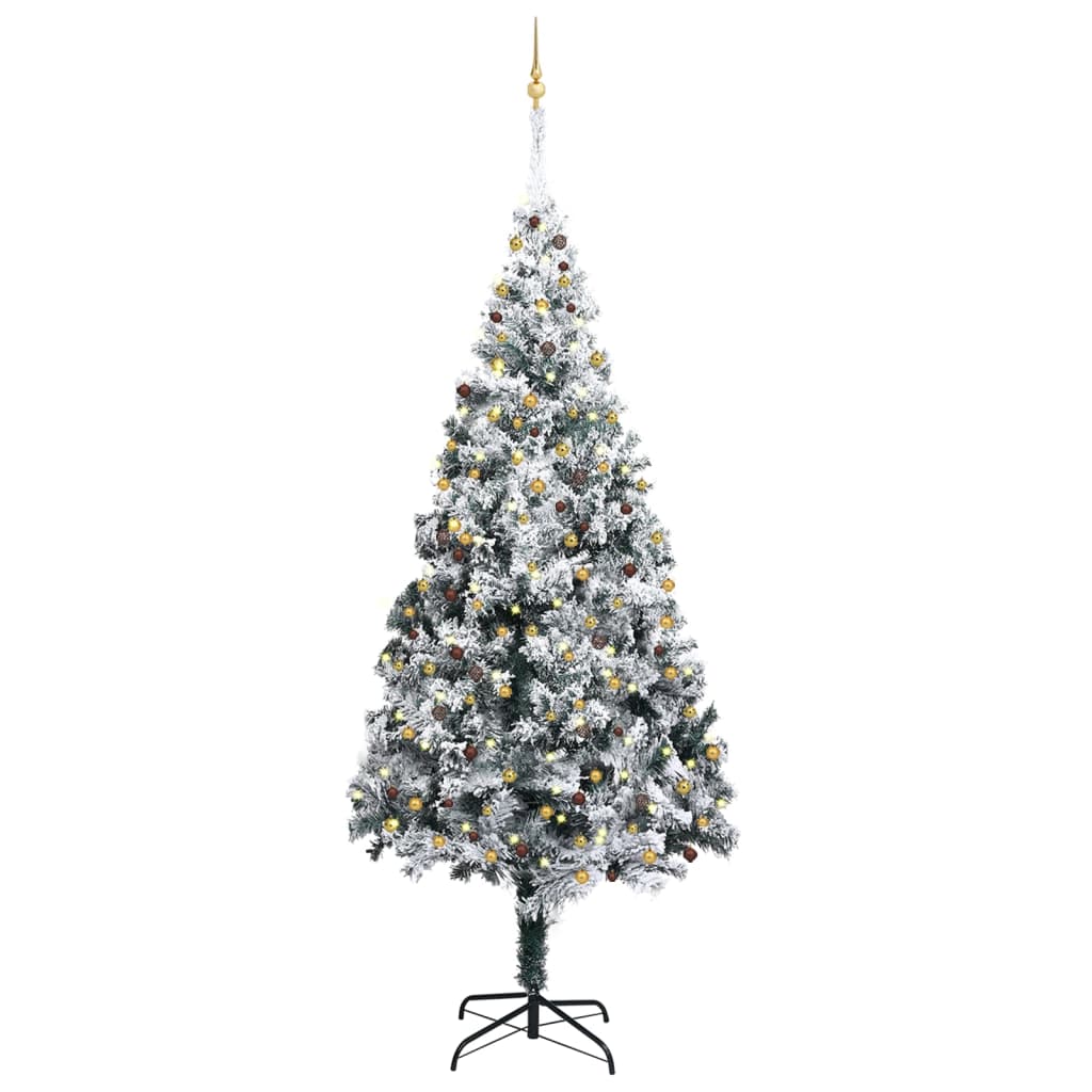 vidaXL Artificial Christmas Tree LEDs&Ball Set&Flocked Snow Green 400cm