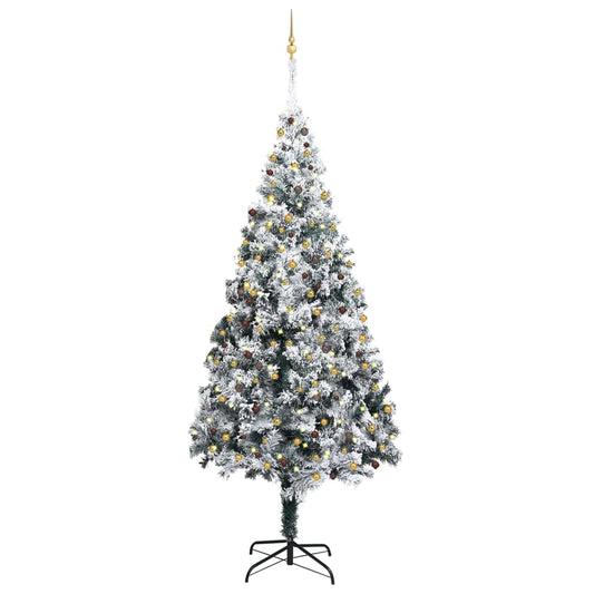 vidaXL Artificial Christmas Tree LEDs&Ball Set&Flocked Snow Green 400cm