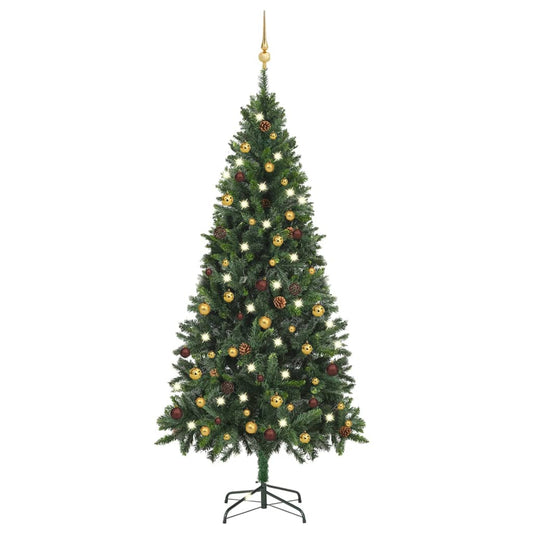 vidaXL Artificial Pre-lit Christmas Tree with Ball Set Green 180 cm