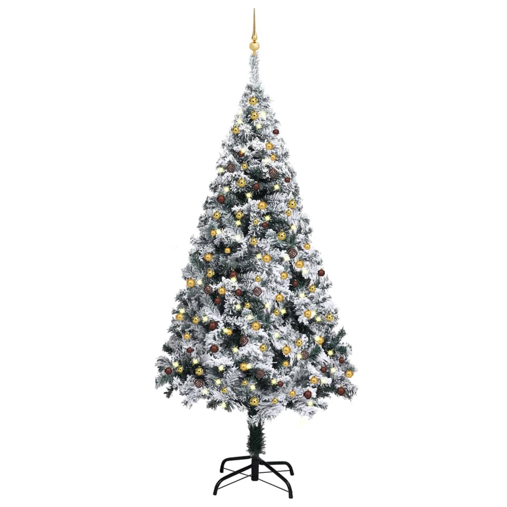vidaXL Artificial Pre-lit Christmas Tree with Ball Set Green 240 cm PVC
