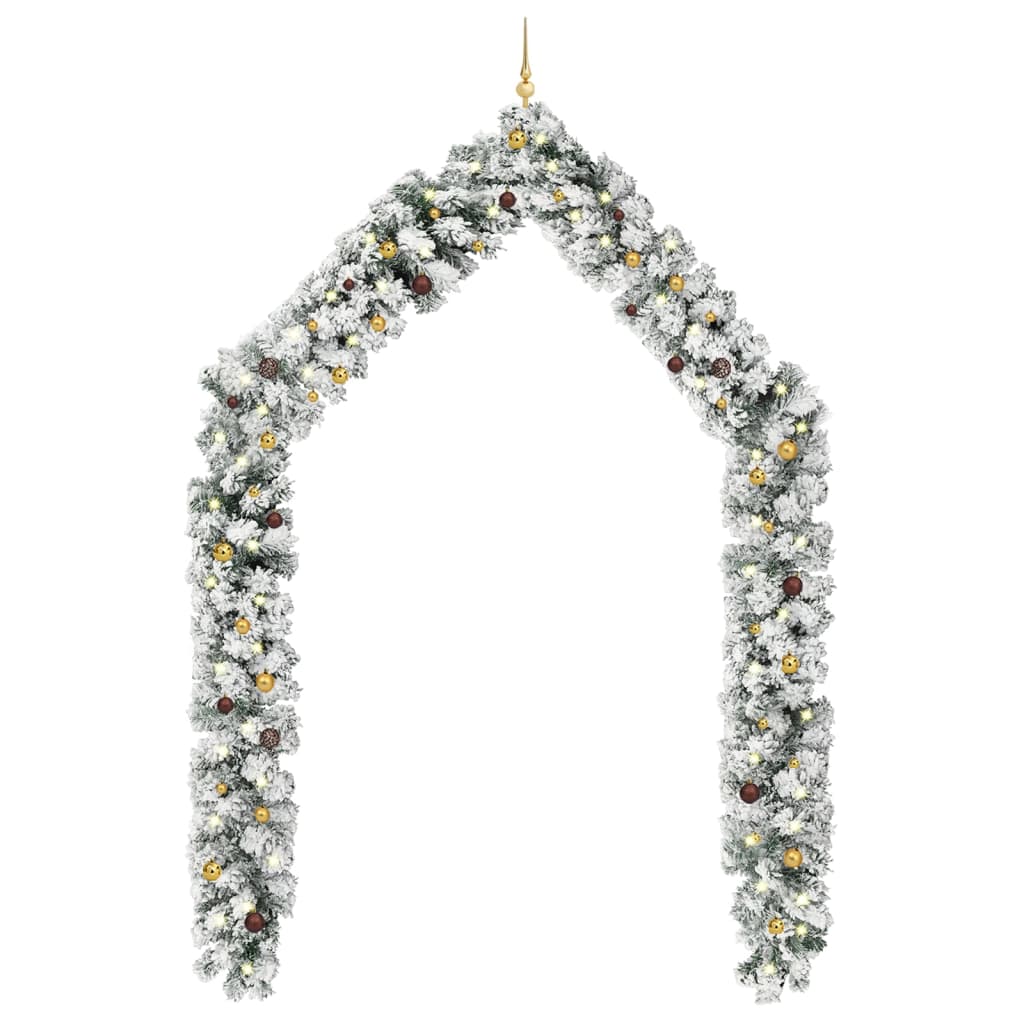 vidaXL Christmas Garland with LEDs&Ball Set Green 10 m PVC