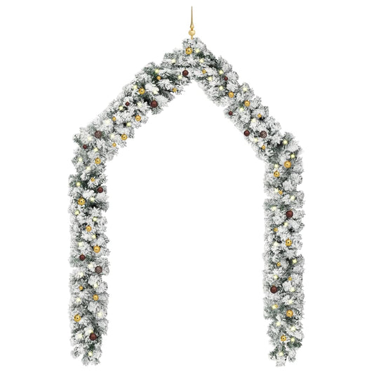 vidaXL Christmas Garland with LEDs&Ball Set Green 10 m PVC