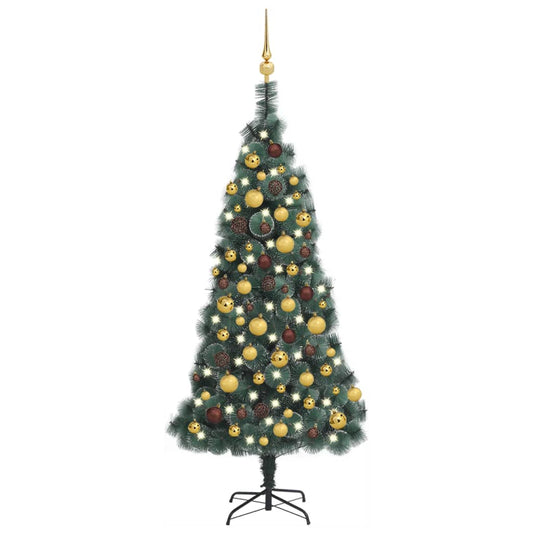 vidaXL Artificial Christmas Tree LEDs&Ball Set Green 120 cm PVC&PE