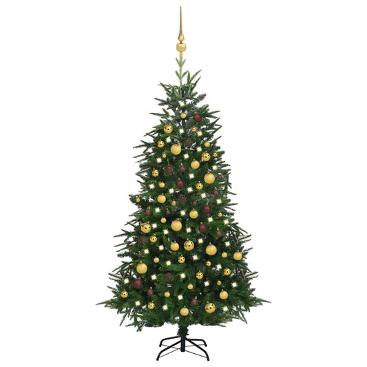 vidaXL Artificial Christmas Tree LEDs&Ball Set Green 180 cm PVC&PE