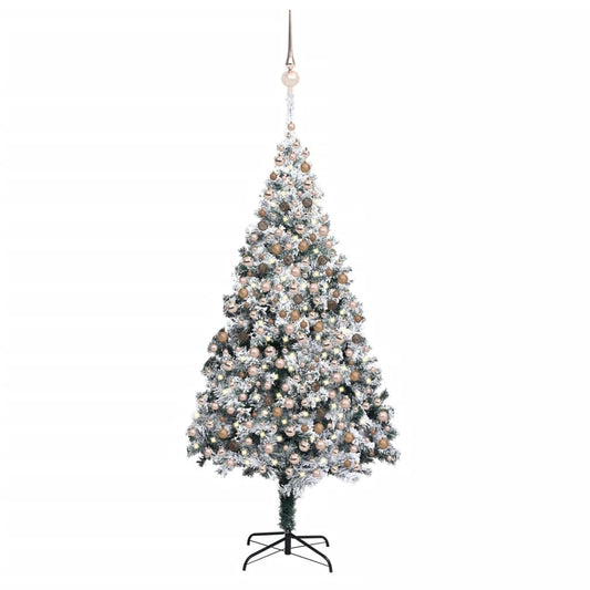 vidaXL Artificial Christmas Tree LEDs&Ball Set&Flocked Snow Green 400cm