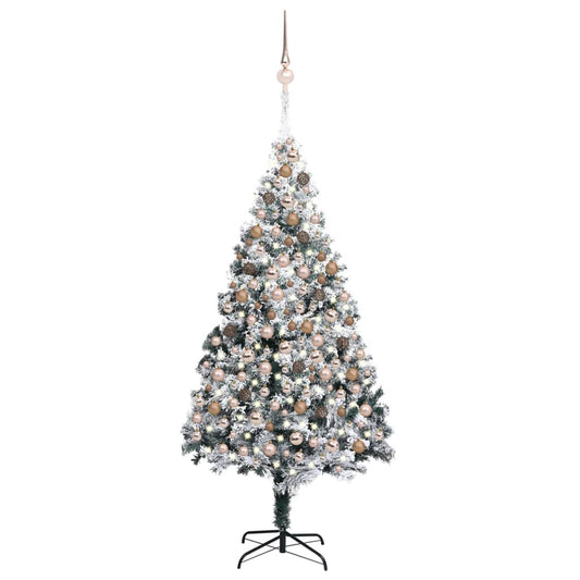 vidaXL Artificial Pre-lit Christmas Tree with Ball Set Green 210 cm PVC