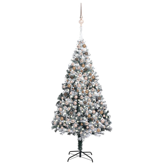 vidaXL Artificial Pre-lit Christmas Tree with Ball Set Green 240 cm PVC
