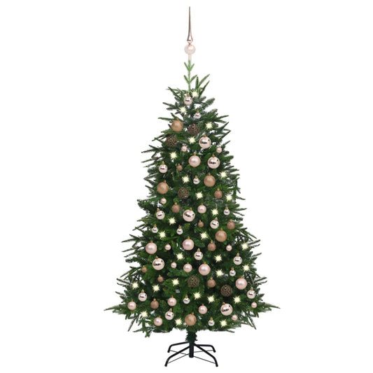 vidaXL Artificial Christmas Tree LEDs&Ball Set Green 180 cm PVC&PE