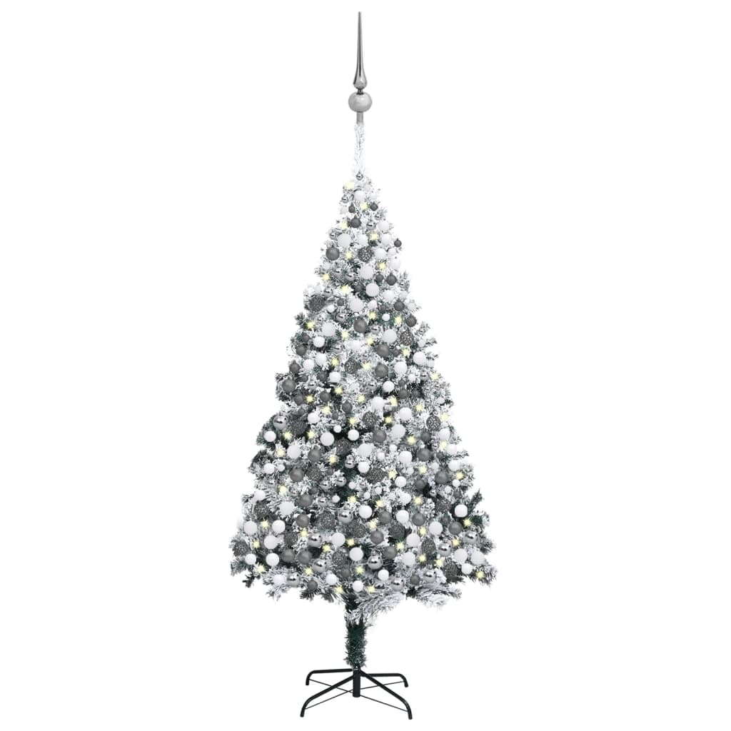 vidaXL Artificial Christmas Tree LEDs&Ball Set&Flocked Snow Green 400cm