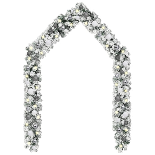 vidaXL Christmas Garland with LEDs&Ball Set Green 5 m PVC