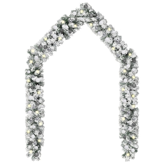 vidaXL Christmas Garland with LEDs&Ball Set Green 20 m PVC