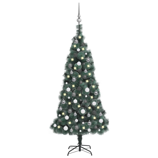 vidaXL Artificial Christmas Tree LEDs&Ball Set Green 150 cm PVC&PE