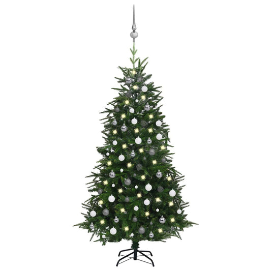 vidaXL Artificial Christmas Tree LEDs&Ball Set Green 180 cm PVC&PE
