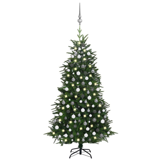 vidaXL Artificial Christmas Tree LEDs&Ball Set Green 210 cm PVC&PE