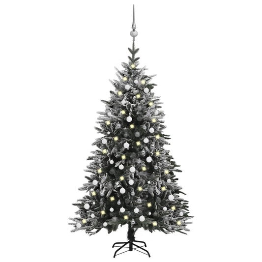 vidaXL Artificial Christmas Tree LED&Ball Set&Flocked Snow 240cm PVC&PE