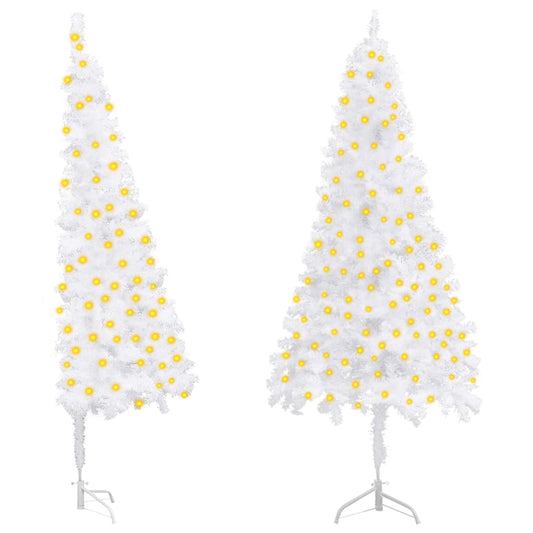vidaXL Corner Artificial Pre-lit Christmas Tree White 120 cm PVC