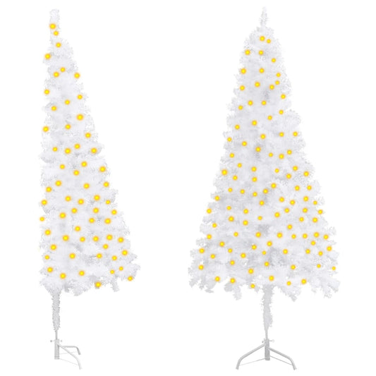 vidaXL Corner Artificial Pre-lit Christmas Tree White 150 cm PVC