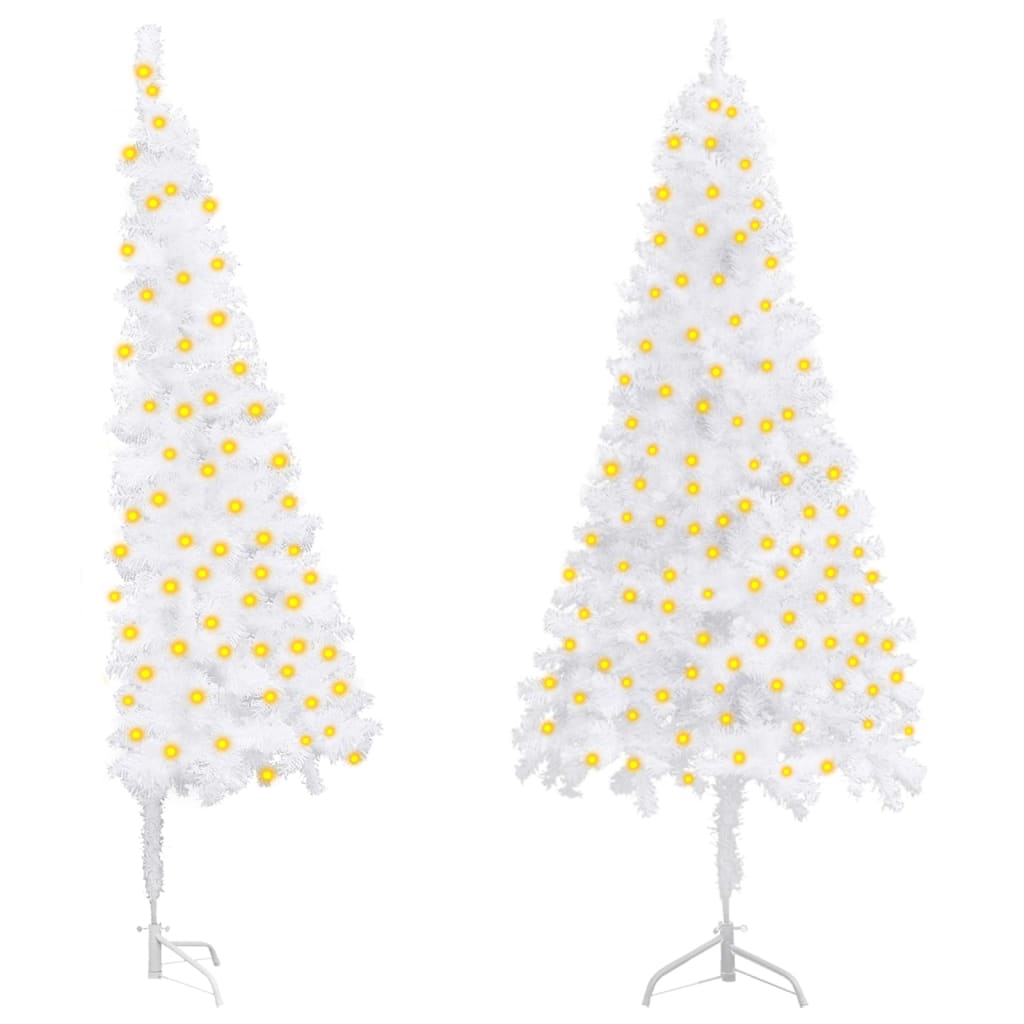 vidaXL Corner Artificial Pre-lit Christmas Tree White 210 cm PVC