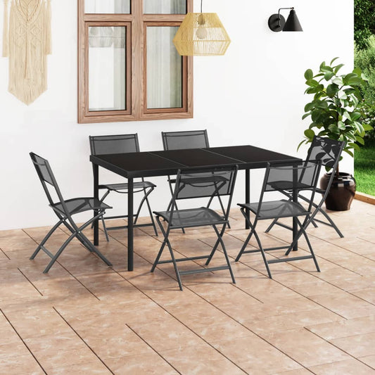 vidaXL 7 Piece Outdoor Dining Set Steel
