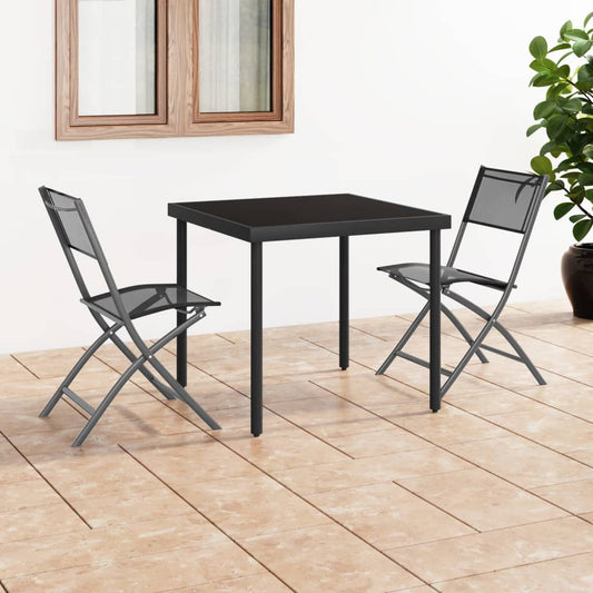 vidaXL 3 Piece Outdoor Dining Set Steel