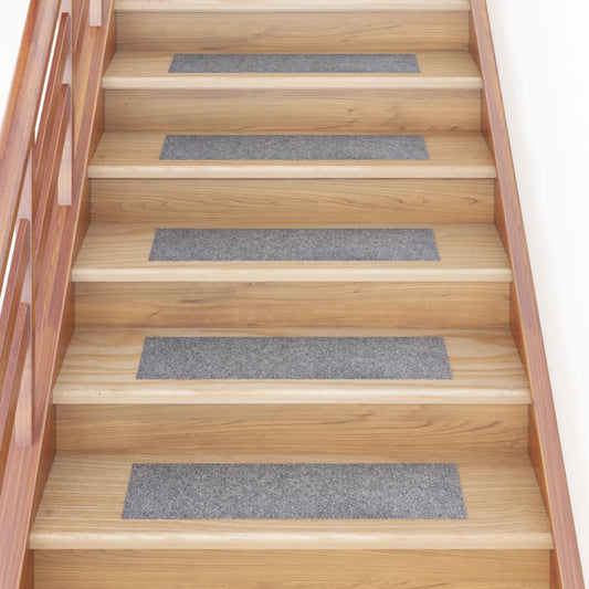 vidaXL Self-adhesive Stair Mats Rectangular 15 pcs 76x20 cm Light Grey