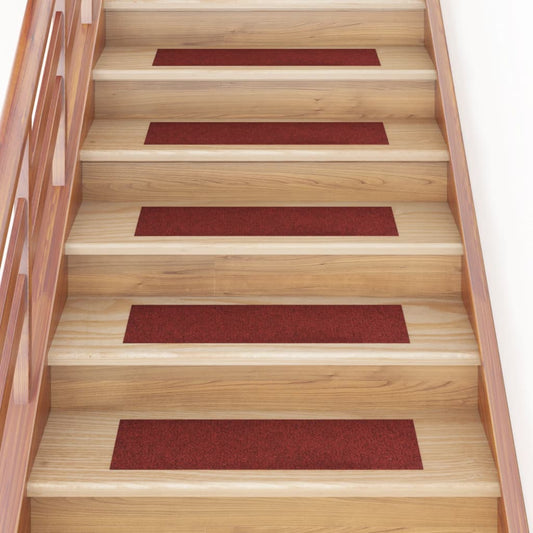 vidaXL Self-adhesive Stair Mats Rectangular 15 pcs 76x20 cm Red