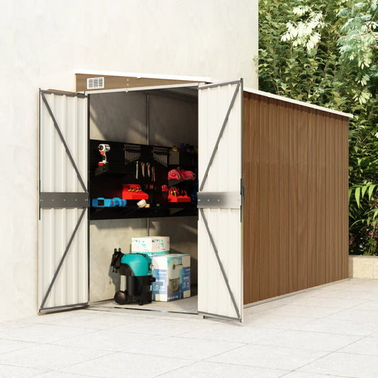 vidaXL Wall-mounted Garden Shed Brown 118x288x178 cm Galvanised Steel