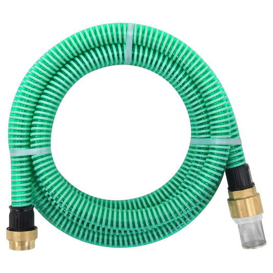 vidaXL Suction Hose with Brass Connectors Green 1.1" 5 m PVC
