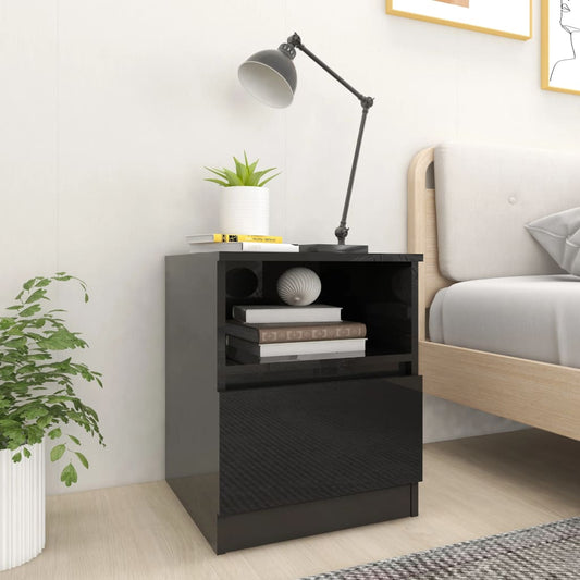 vidaXL Bed Cabinets 2 pcs High Gloss Black 40x40x50 cm Engineered Wood