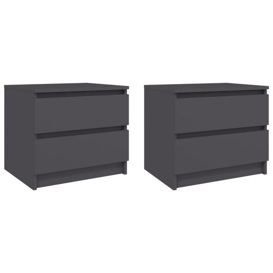 vidaXL Bed Cabinets 2 pcs Grey 50x39x43.5 cm Engineered Wood