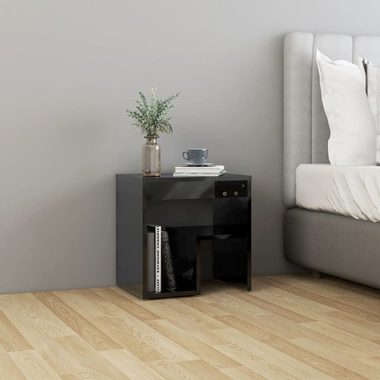 vidaXL Bed Cabinet High Gloss Black 40x30x40 cm Engineered Wood