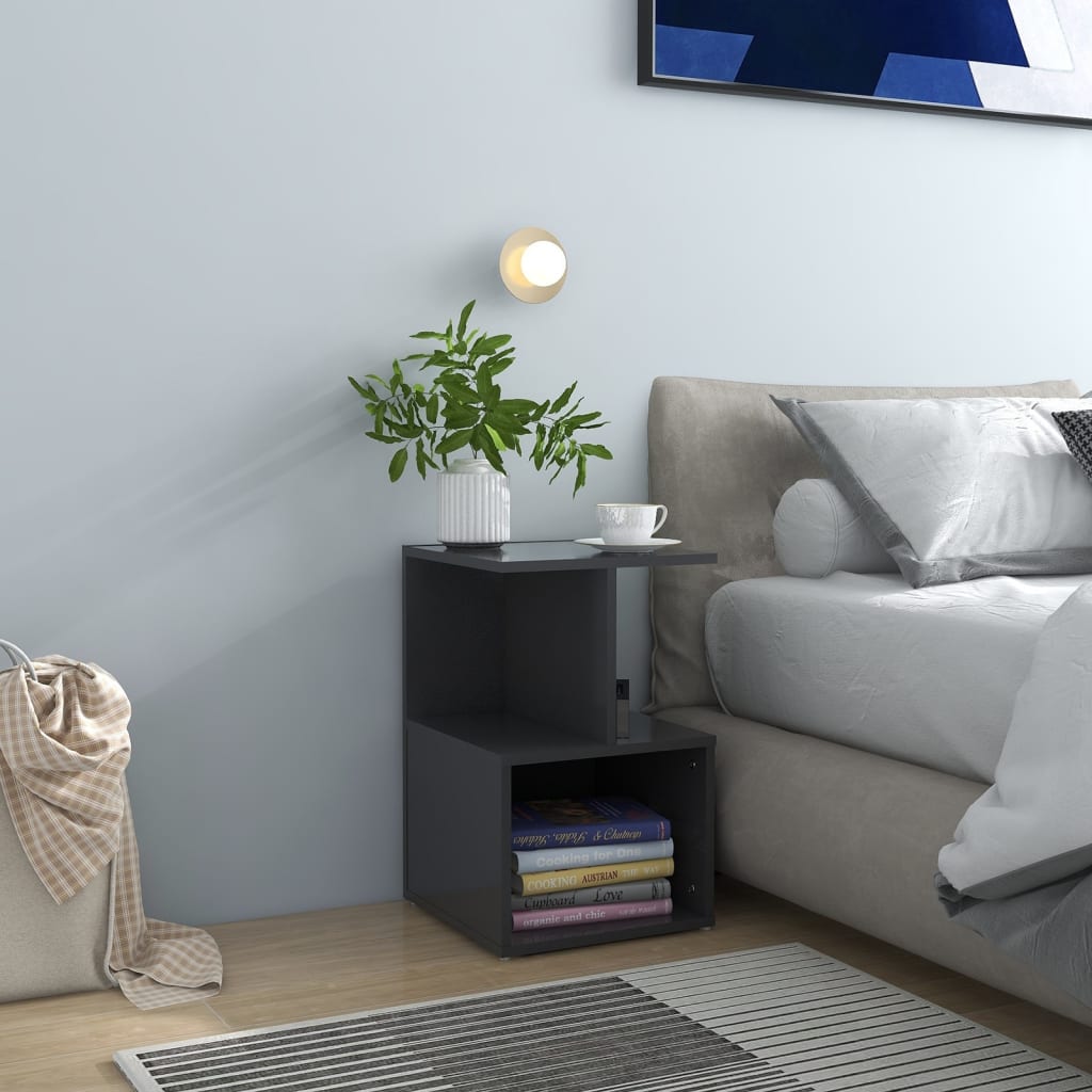 vidaXL Bedside Cabinet Grey 35x35x55 cm Engineered Wood