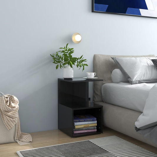 vidaXL Bedside Cabinets 2 pcs High Gloss Black 35x35x55 cm Engineered Wood