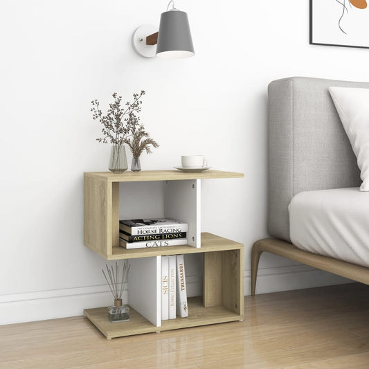 vidaXL Bedside Cabinets 2pcs White and Sonoma Oak 50x30x51.5cm Engineered Wood