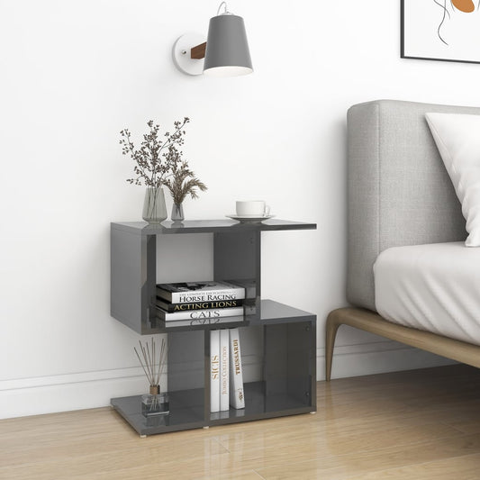 vidaXL Bedside Cabinet High Gloss Grey 50x30x51.5 cm Engineered Wood