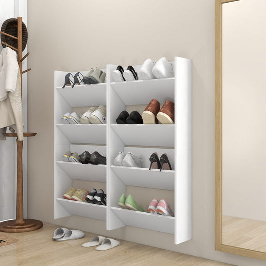 vidaXL Wall Shoe Cabinets 4 pcs White 60x18x60 cm Engineered Wood