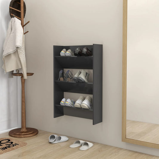 vidaXL Wall Shoe Cabinet Grey 60x18x90 cm Engineered Wood
