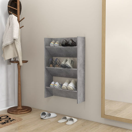 vidaXL Wall Shoe Cabinet Concrete Grey 60x18x90 cm Engineered Wood