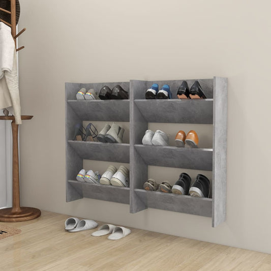 vidaXL Wall Shoe Cabinets 2 pcs  Concrete Grey 60x18x90 cm Engineered Wood