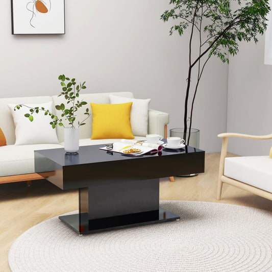 vidaXL Coffee Table High Gloss Black 96x50x45 cm Engineered Wood