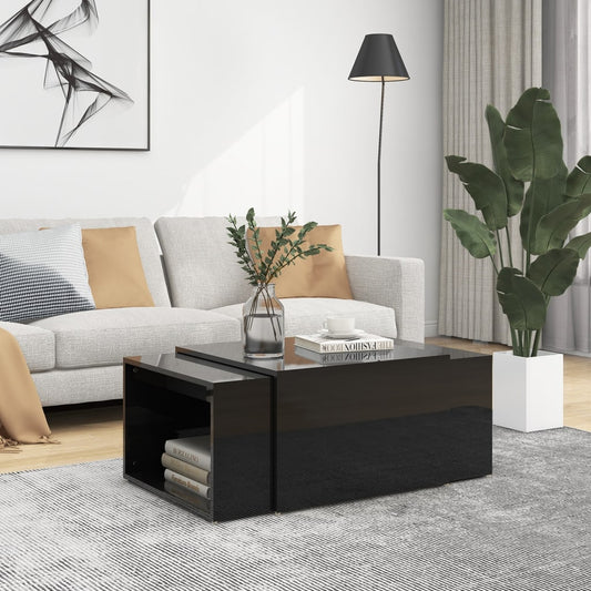 vidaXL 3 Piece Nesting Coffee Table Set High Gloss Black 60x60x38 cm