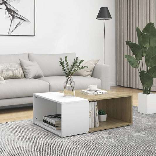 vidaXL Coffee Table White and Sonoma Oak 90x67x33 cm Engineered Wood