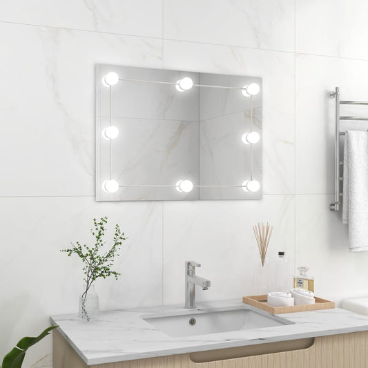 vidaXL Wall Frameless Mirror with LED Lights Rectangular Glass