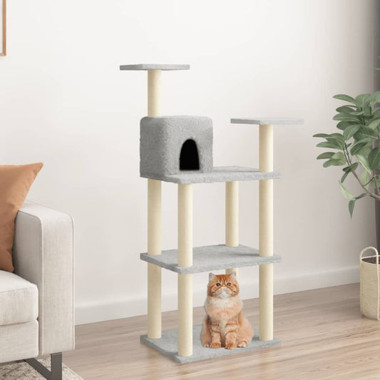 vidaXL Cat Tree with Sisal Scratching Posts Light Grey 119 cm