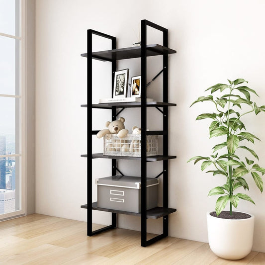 vidaXL 4-Tier Book Cabinet Black 60x30x140 cm Solid Pine Wood